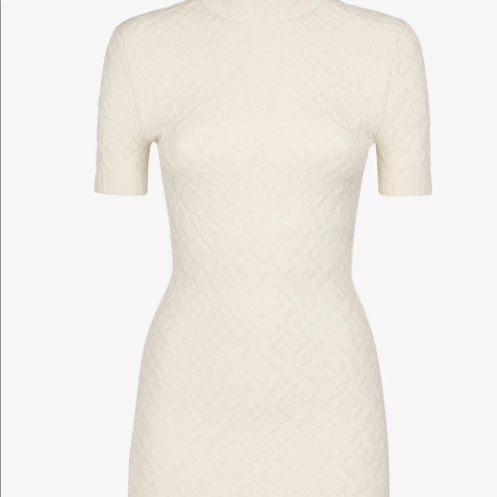 SKIMS FENDI EMBOSSED SHORT SLEEVE DRESS